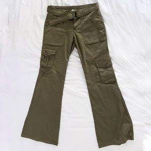 Garage Flare Cargo Pants W/ Belt in Green